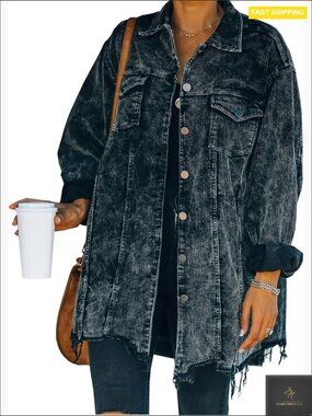 Oversized Corduroy Button Down Shirt Jacket Retro Coat